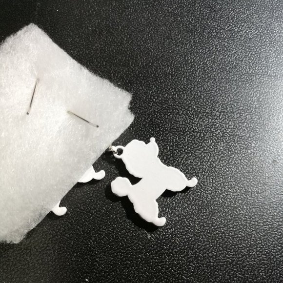 3/$15.00. Poodle Earrings in GIFT Box French Wire Black, Tan, And White New - Picture 4 of 5